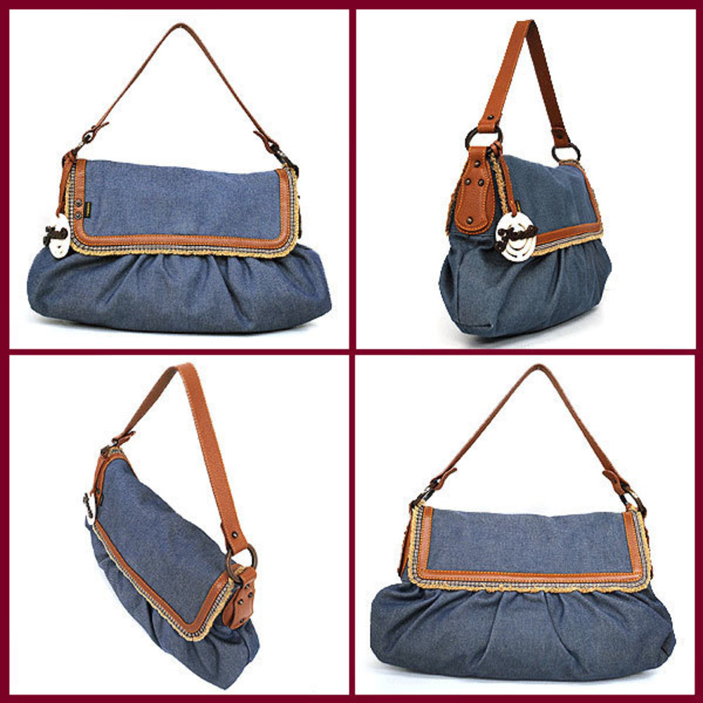 Fendi Denim Shoulder Bag Blue One